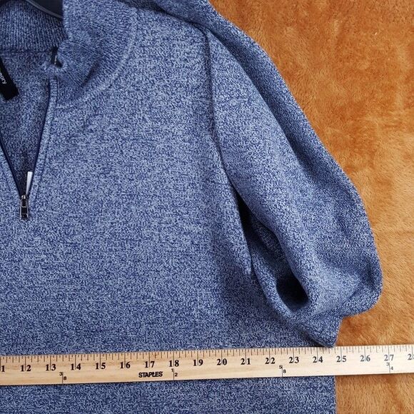 THEORY Sweater Mens XXL Blue 1/4 Zip Pullover Cotton Marled Knit WALTON $245 - Picture 6 of 8
